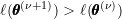 \ell(\pmb{\theta}^{(\nu+1)}) > \ell(\pmb{\theta}^{(\nu)})