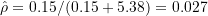 \hat{\rho} = 0.15/(0.15+5.38) = 0.027