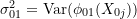 \sigma_{01}^2 = \text{Var}(\phi_{01}(X_{0j}))