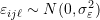 \varepsilon_{ij\ell} \sim N(0, \sigma^{2}_{\varepsilon})