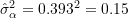 \hat{\sigma}_{\alpha}^{2} = 0.393^{2} = 0.15