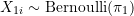 X_{1i} \sim \text{Bernoulli}(\pi_1)